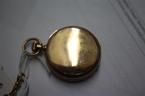 A 19th century Waltham 18ct gold keyless lever hunter pocket watch and a 9ct gold albert,